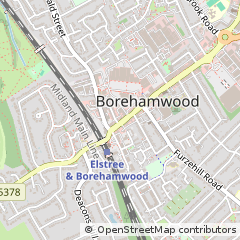 Map of Borehamwood, Hertfordshire