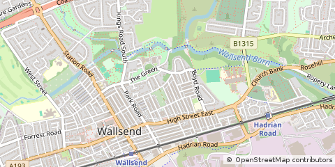 Map of Wallsend, Tyne and Wear