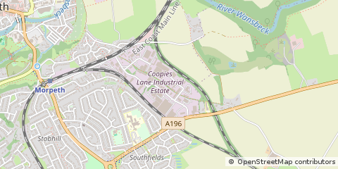 Map of Morpeth, Northumberland