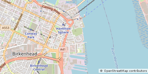 Map of Birkenhead, Merseyside