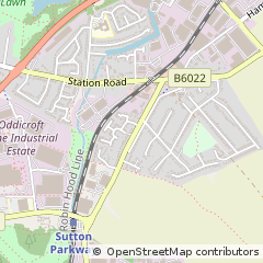 Map of Sutton in Ashfield, Nottinghamshire