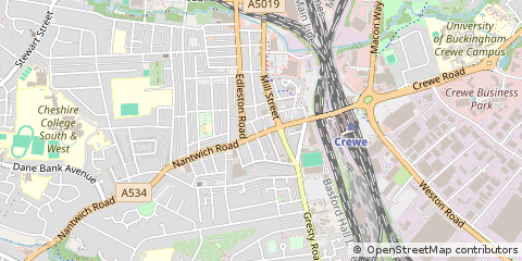 Map of Crewe, Cheshire