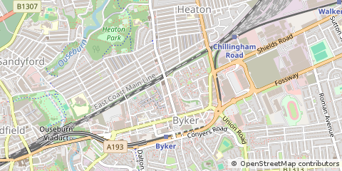 Map of Newcastle Upon Tyne, Tyne and Wear