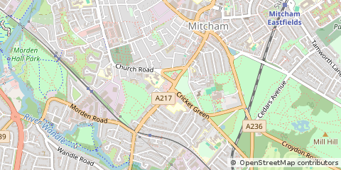 Map of Mitcham, Surrey