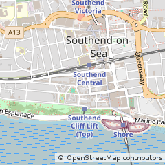 Map of Southend on SEA, Essex