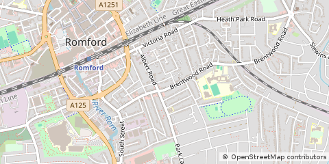 Map of Romford, Essex,