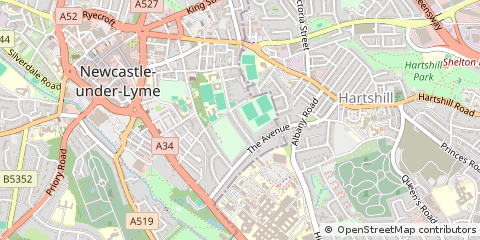 Map of Newcastle Under Lyme, Staffordshire