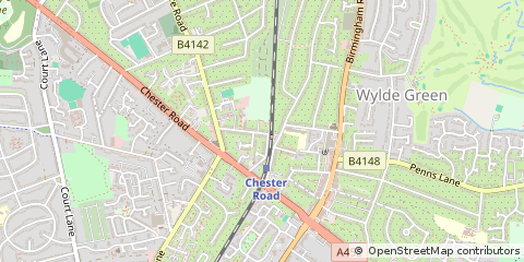 Map of Sutton Coldfield, West Midland