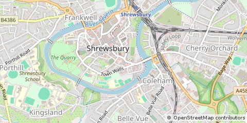 Map of Shrewsbury, Shropshire