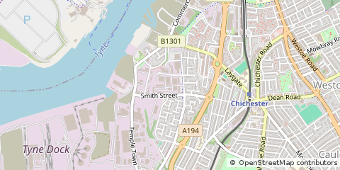 Map of South Shields, Tyne and Wear