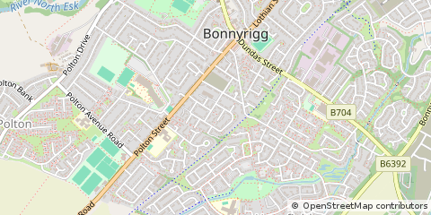 Map of Bonnyrigg, Midlothian
