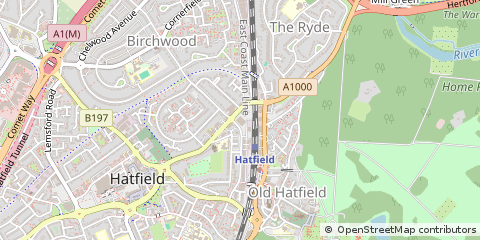 Map of Hatfield, Hertfordshire
