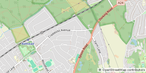 Map of Ashtead, Surrey