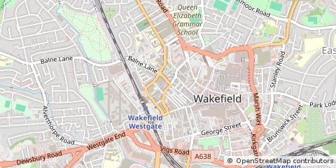 Map of Wakefield, West Yorkshire