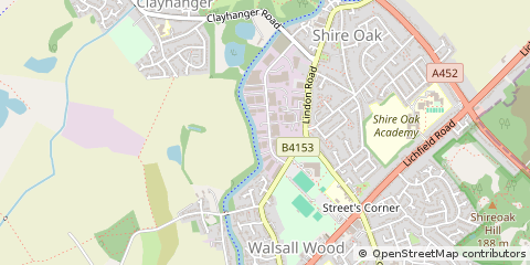 Map of Walsall Wood, West Midlands