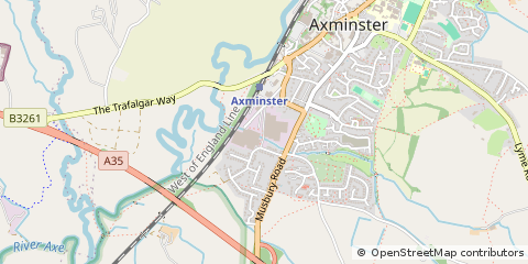 Map of Axminster, Devon
