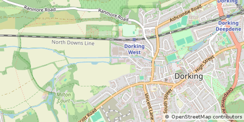 Map of Dorking, Surrey