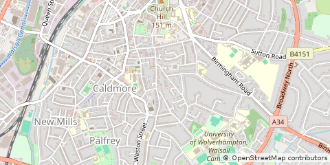 Map of Walsall, West Midlands