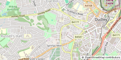 Map of Dudley,, West Midlands.