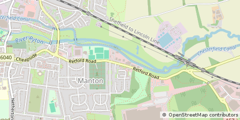 Map of Worksop, Nottinghamshire