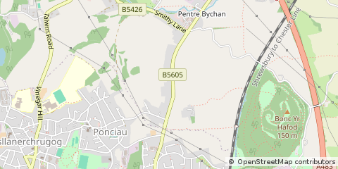 Map of Wrexham, Clwyd