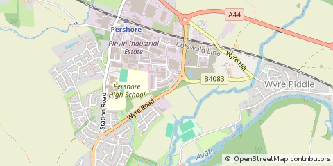 Map of Pershore, Worcestershire