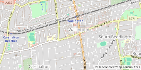 Map of Wallington, Surrey