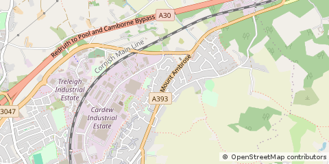 Map of Redruth, Cornwall
