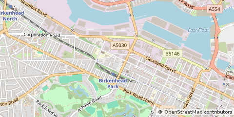 Map of Birkenhead, Merseyside