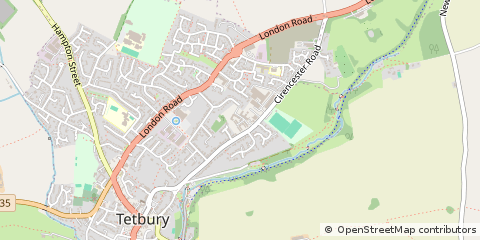 Map of Tetbury, Gloucestershire