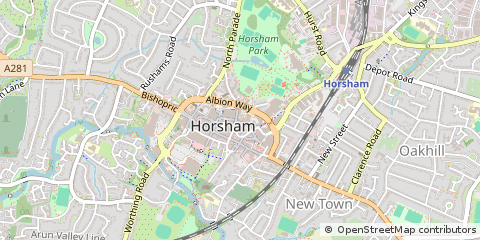 Map of Horsham, West Sussex