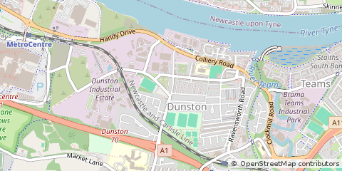 Map of Gateshead, Tyne & Wear