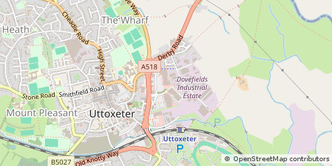 Map of Uttoxeter, Staffordshire