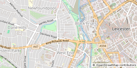 Map of Leicester, Leicestershire