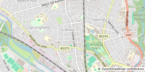 Map of Wigan, Lancs