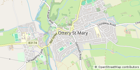 Map of Ottery ST. Mary, Devon
