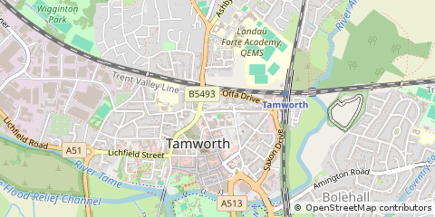 Map of Tamworth, Staffordshire