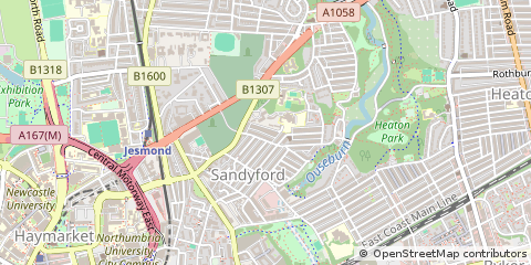 Map of Newcastle Upon Tyne, Tyne and Wear