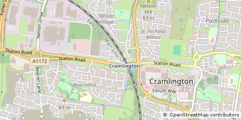 Map of Cramlington, Northumberland