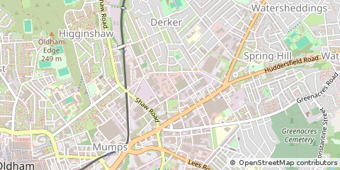 Map of Oldham, Lancashire