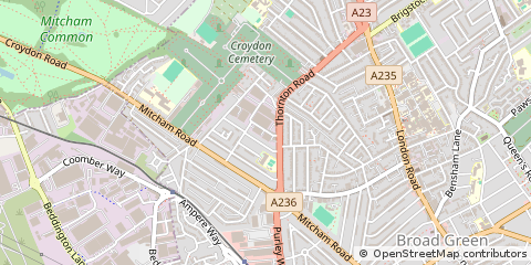 Map of Croydon, Surrey