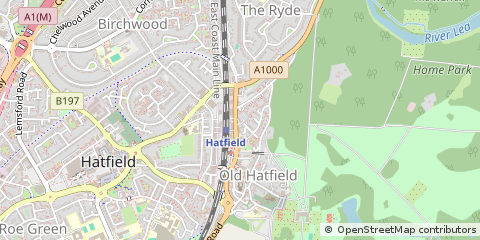 Map of Hatfield, Hertfordshire, AL9 5BL