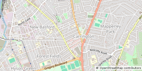 Map of Nottingham, Nottinghamshire