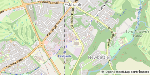 Map of Dalkeith, Midlothian
