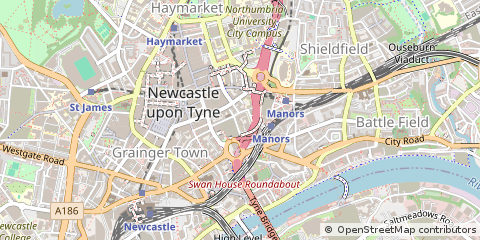 Map of Newcastle Upon Tyne, Tyne and Wear