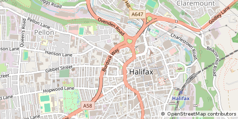 Map of Halifax, West Yorkshire