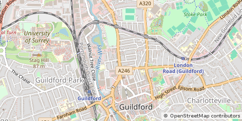 Map of Guildford, Surrey