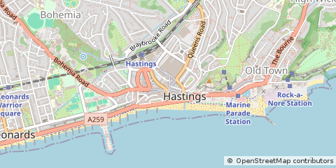 Map of Hastings, East Sussex