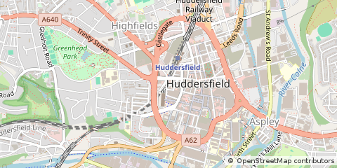 Map of Huddersfield, West Yorkshire