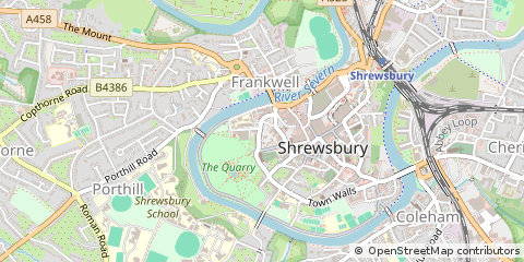 Map of Shrewsbury, Shropshire